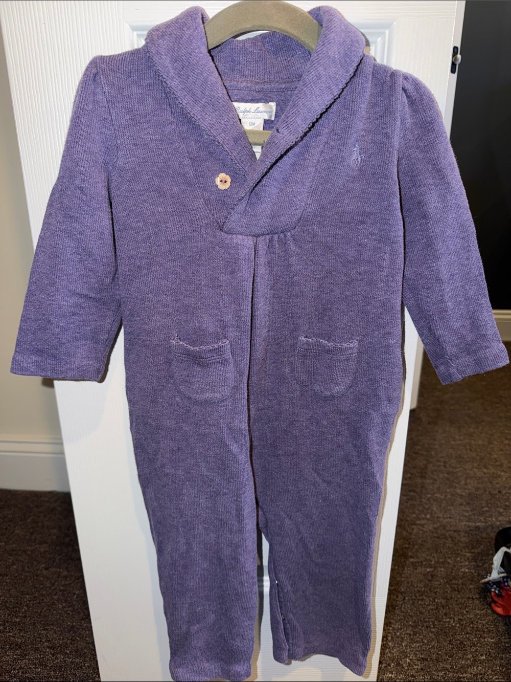 Ralph Lauren Purple Shawl Collar One-Piece for baby 12m